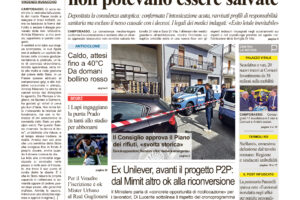 La prima pagina dell’edizione in edicola oggi