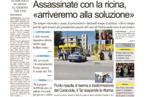 La prima pagina dell’edizione in edicola oggi