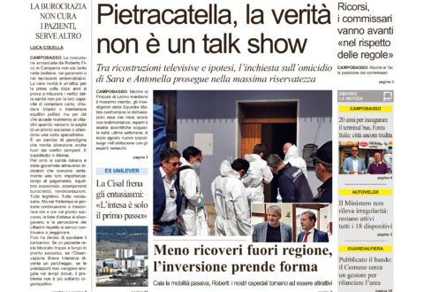 La prima pagina dell’edizione in edicola oggi