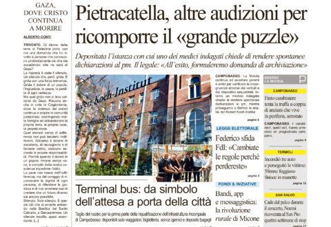 La prima pagina dell’edizione in edicola oggi