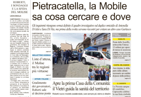 La prima pagina dell’edizione in edicola oggi