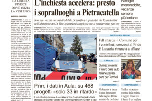La prima pagina dell’edizione in edicola oggi