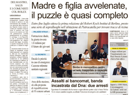 La prima pagina dell’edizione in edicola oggi
