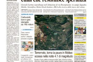 La prima pagina dell’edizione in edicola oggi