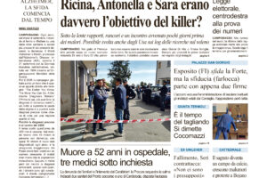 La prima pagina dell’edizione in edicola oggi