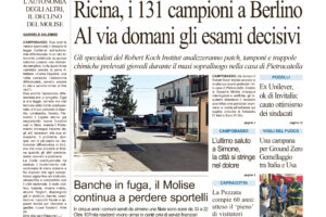 La prima pagina dell’edizione in edicola oggi