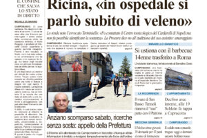 La prima pagina dell’edizione in edicola oggi