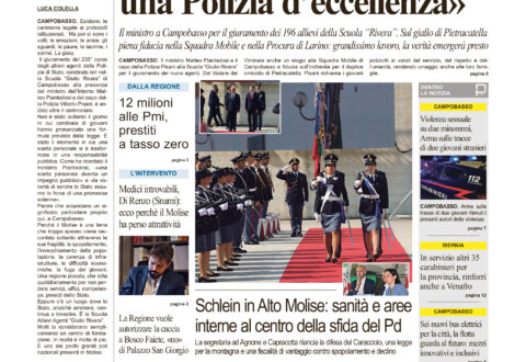 La prima pagina dell’edizione in edicola oggi