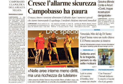 La prima pagina dell’edizione in edicola oggi