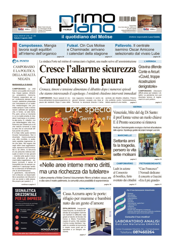 La prima pagina dell’edizione in edicola oggi