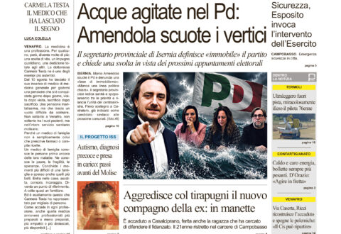 La prima pagina dell’edizione in edicola oggi