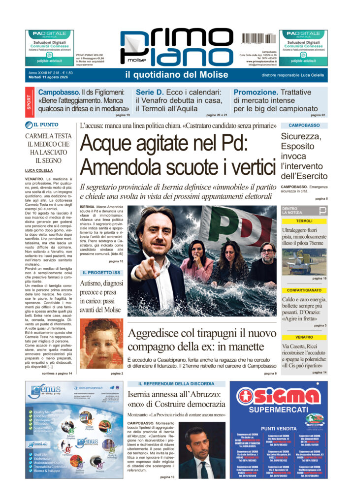 L’edizione completa di Primo Piano Molise dell’11 agosto