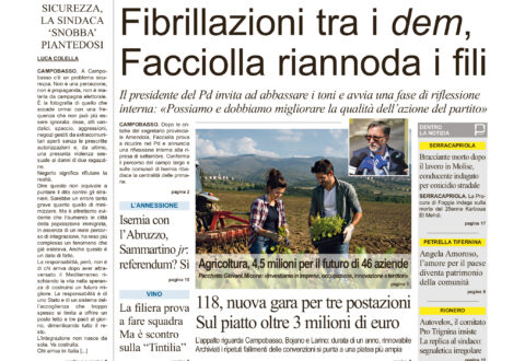 La prima pagina dell’edizione in edicola oggi