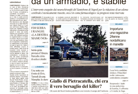 La prima pagina dell’edizione in edicola oggi
