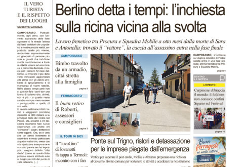 La prima pagina dell’edizione in edicola oggi