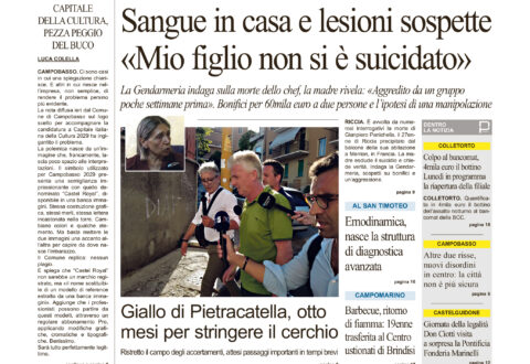 La prima pagina dell’edizione in edicola oggi