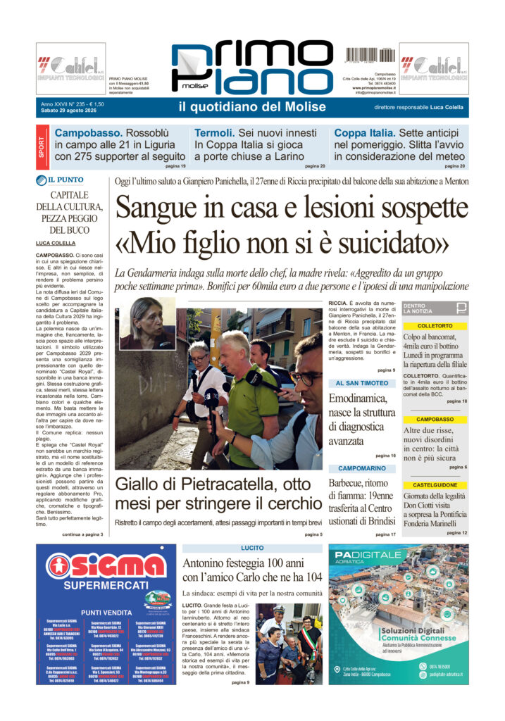 La prima pagina dell’edizione in edicola oggi