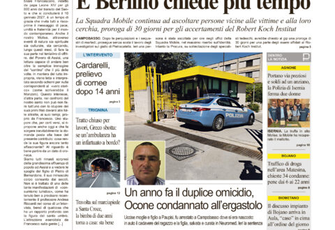 La prima pagina dell’edizione in edicola oggi