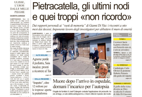 La prima pagina dell’edizione in edicola oggi