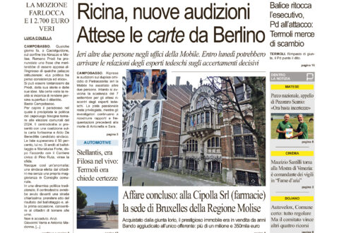 La prima pagina dell’edizione in edicola oggi