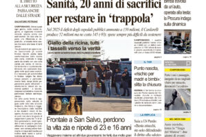 La prima pagina dell’edizione in edicola oggi