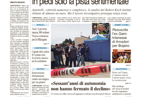 L’edizione completa di Primo Piano Molise dell’8 settembre