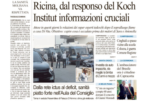 La prima pagina dell’edizione in edicola oggi