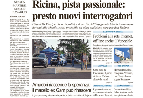La prima pagina dell’edizione in edicola oggi
