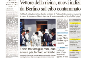 La prima pagina dell’edizione in edicola oggi