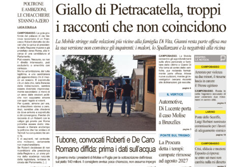 La prima pagina dell’edizione in edicola oggi