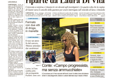 La prima pagina dell’edizione in edicola oggi