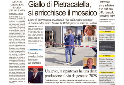 La prima pagina dell’edizione in edicola oggi
