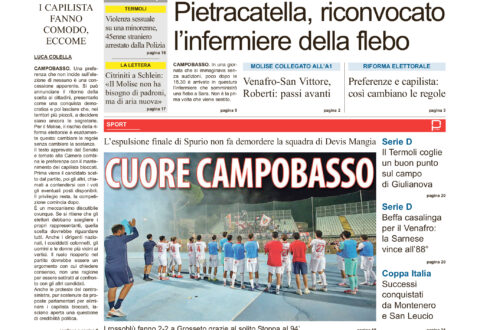 La prima pagina dell’edizione in edicola oggi