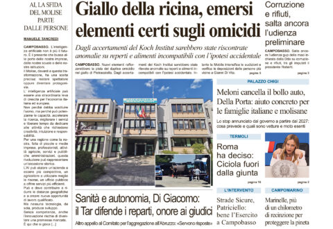 La prima pagina dell’edizione in edicola oggi
