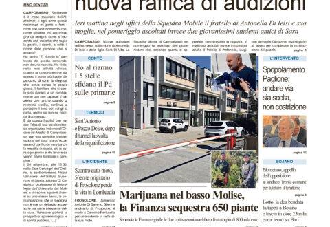 La prima pagina dell’edizione in edicola oggi