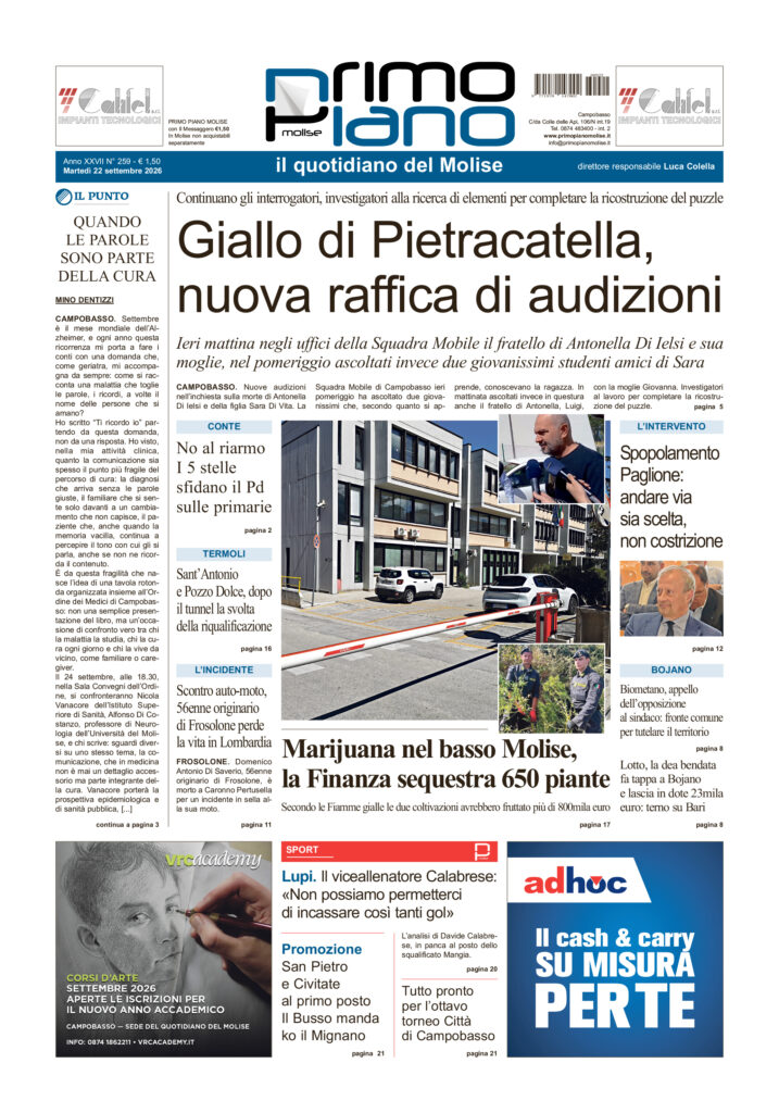 La prima pagina dell’edizione in edicola oggi
