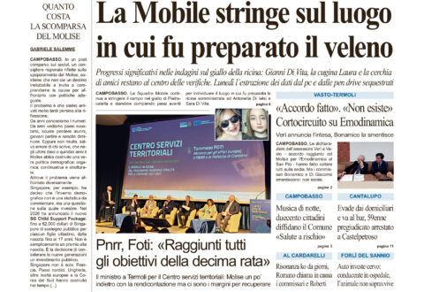 La prima pagina dell’edizione in edicola oggi