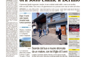 La prima pagina dell’edizione in edicola oggi