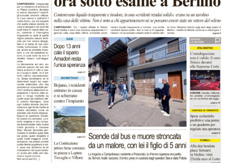 La prima pagina dell’edizione in edicola oggi