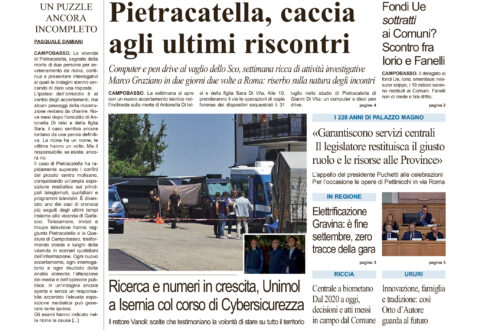 La prima pagina dell’edizione in edicola oggi