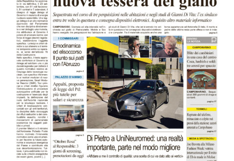 La prima pagina dell’edizione in edicola oggi
