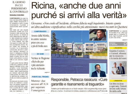 La prima pagina dell’edizione in edicola oggi