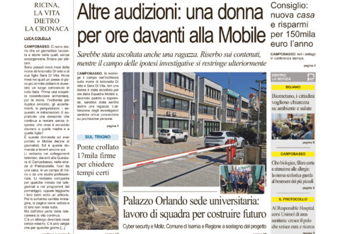 La prima pagina dell’edizione in edicola oggi