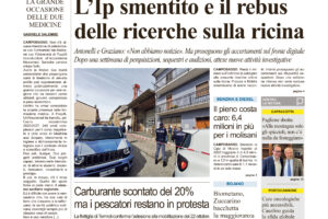La prima pagina dell’edizione in edicola oggi