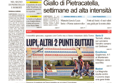 La prima pagina dell’edizione in edicola oggi