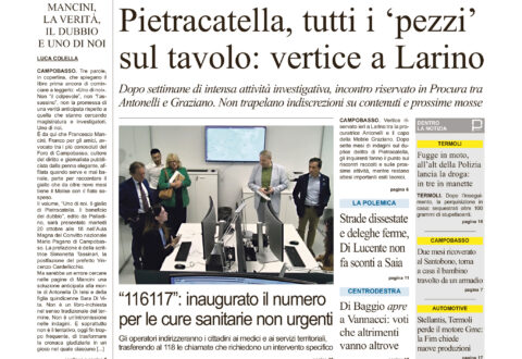 La prima pagina dell’edizione in edicola oggi