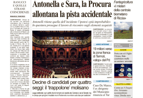 La prima pagina dell’edizione in edicola oggi