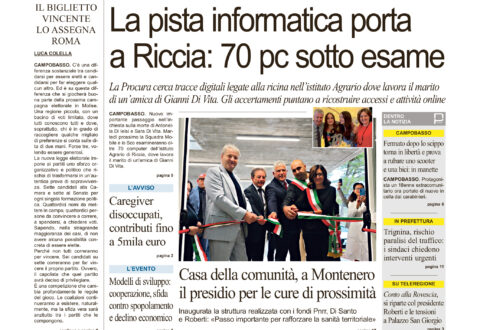 La prima pagina dell’edizione in edicola oggi