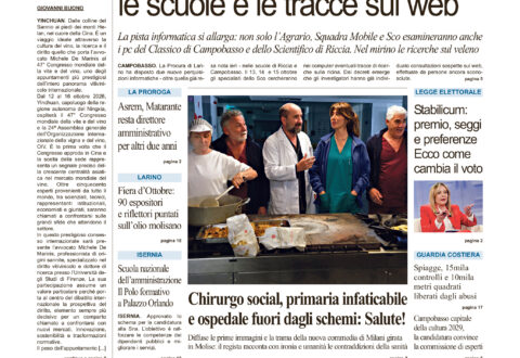 La prima pagina dell’edizione in edicola oggi