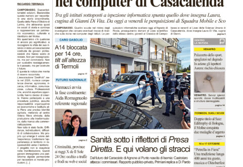 La prima pagina dell’edizione in edicola oggi